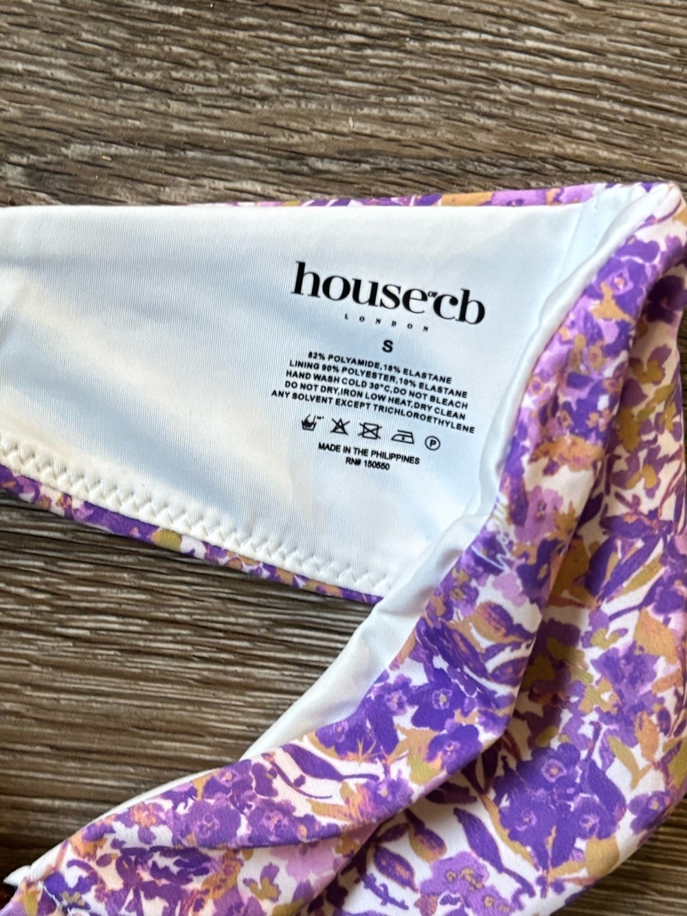 House of CB Medea Violet Floral Purple Bandeau Swim Top Small - Picture 4 of 5
